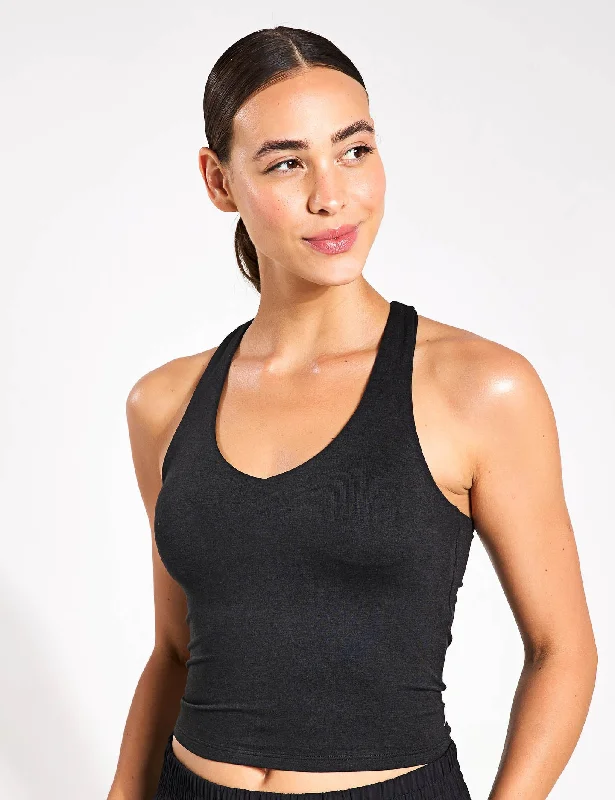 Stretch Your Limits, Not Your Wallet Halo Performance Crop 2.0 - Black Heather