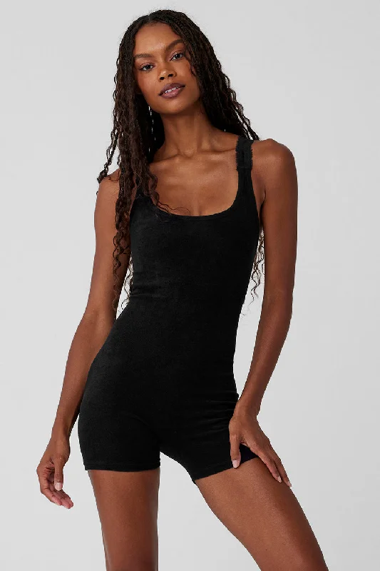 Find Your Perfect Fit With Discounted Yoga Outfits Seamless Luxe Terry Cuddle Onesie - Black