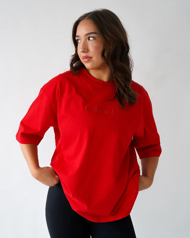 Fashionable Yoga Apparel Now On Sale WARMUP T-SHIRT- Chili