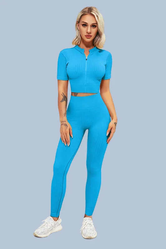 Move Freely With Premium Yoga Clothes At Great Prices Women 2 Pieces Outfits Ribbed Seamless Yoga