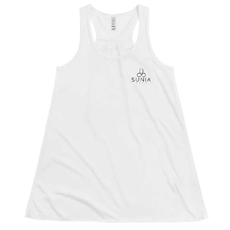 Flow Into Savings With Trendy Yoga Apparel Sunia Yoga Women's White Flowy Racerback Tank