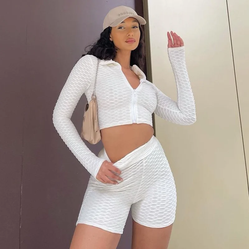 Embrace Comfort With Yoga Wear On Sale Women's Solid Textured Fabric Athleisure Sets