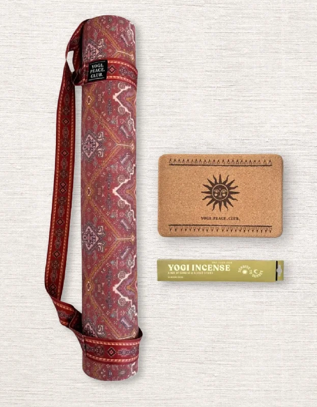 Unwind, Relax, And Save On Yoga Gear 4 mm Yoga Pack - Desert Terracotta  Yoga Mat + Block + Strap + Incense