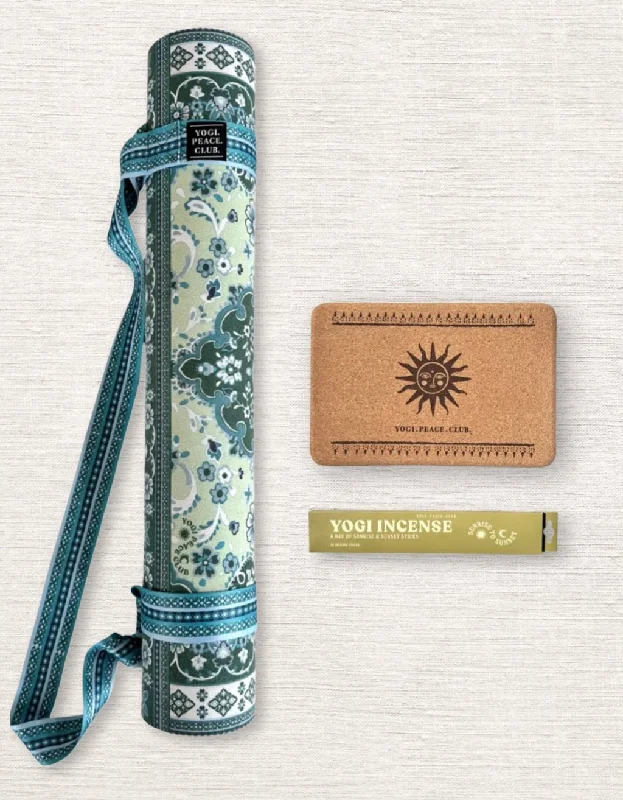 Flexible Fashion For Every Pose At Special Prices 4 mm Yoga Pack - Mint Tea Yoga Mat + Block + Strap + Incense