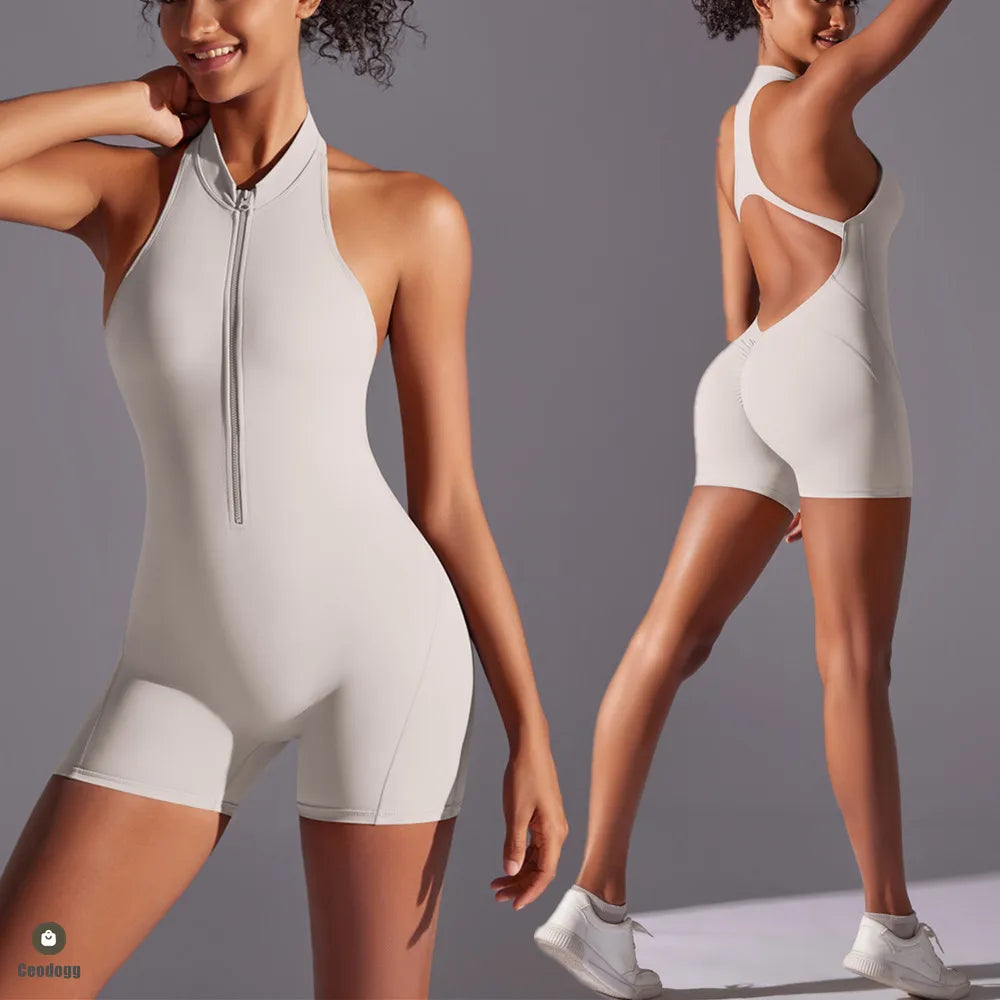 Affordable Yoga Fashion For Every Pose Zipper Front Yoga Jumpsuit