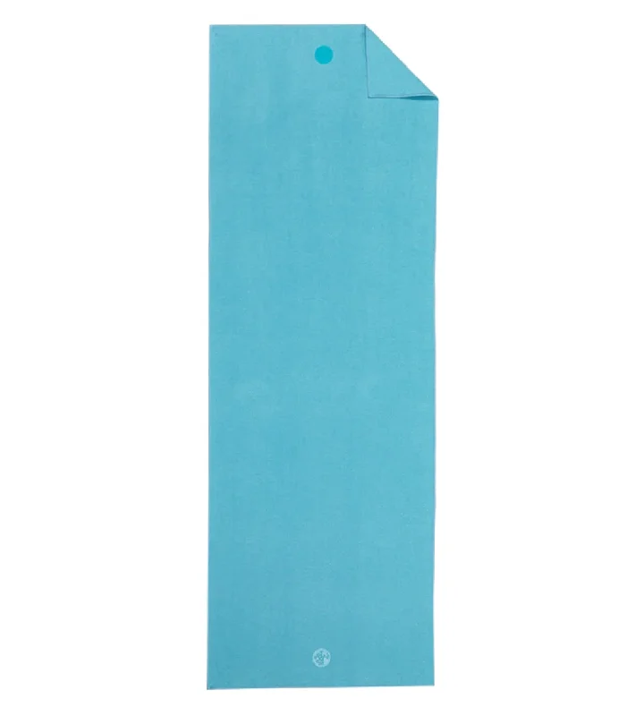 Strengthen Your Practice, Lower Your Costs Manduka Yogitoes+ Repreve® Yoga Mat Towel, 71" Aqua
