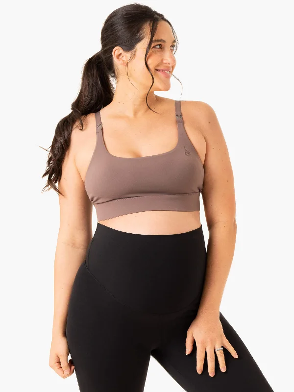 Unbeatable Deals On Breathable Yoga Apparel Active Bump Sports Bra - Chocolate