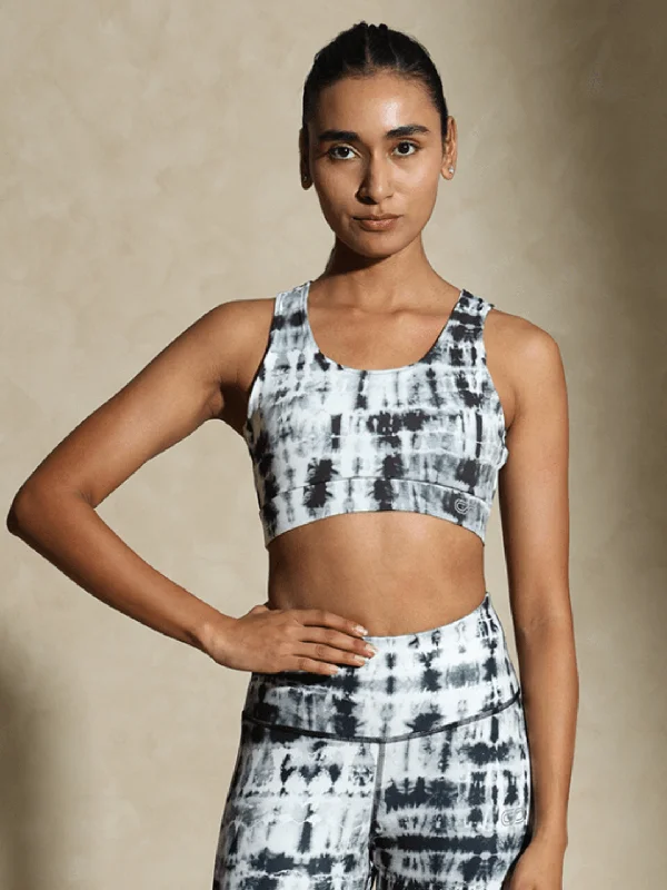 Find Balance In Stylish And Affordable Yoga Wear Black Shibori Luxe Crop Top