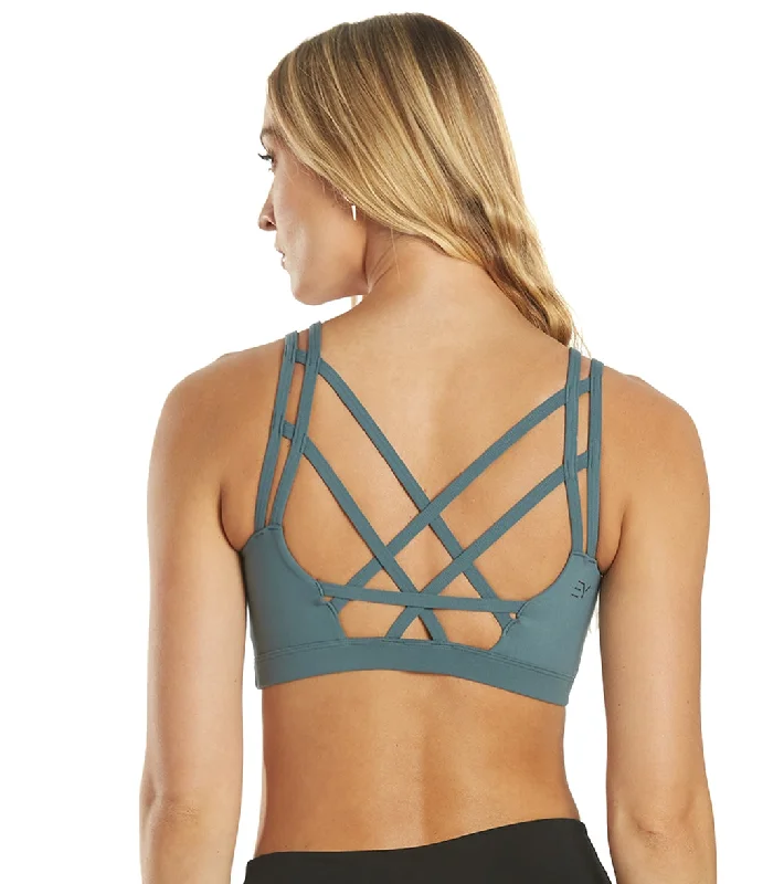 Breathe, Stretch, And Save On Yoga Apparel Everyday Yoga Radiant Solid Strappy Back Sports Bra Eucalyptus Grey