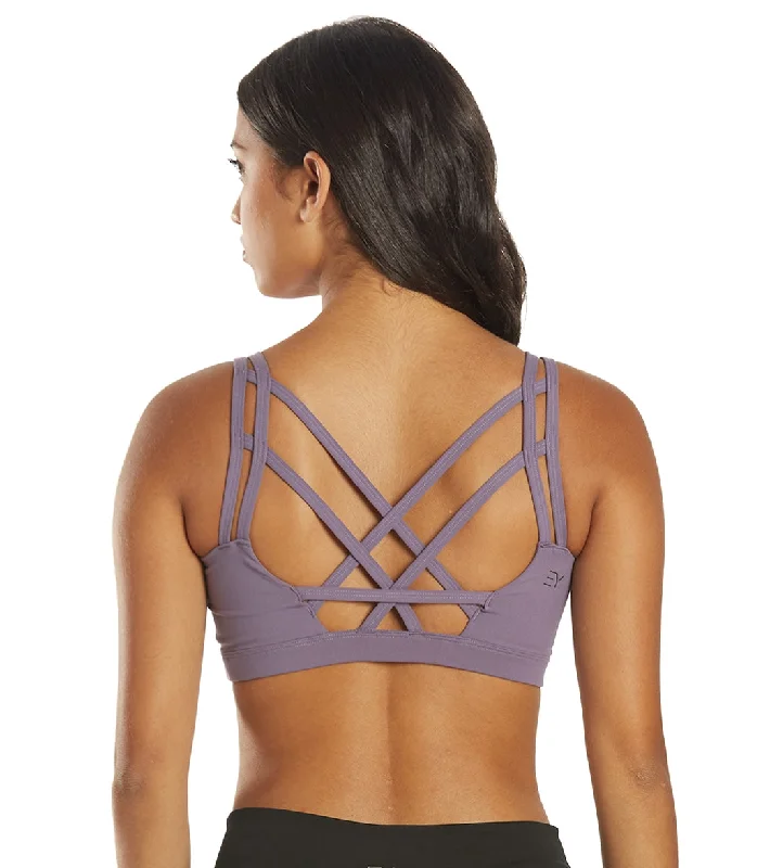 Yoga Wear That Moves With You At Lower Prices Everyday Yoga Radiant Solid Strappy Back Sports Bra Purple Taupe