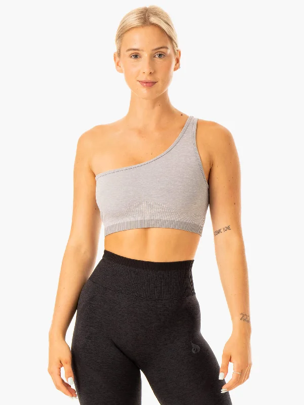 The Best Yoga Wear At The Best Prices Excel Seamless One Shoulder Sports Bra - Grey Marl