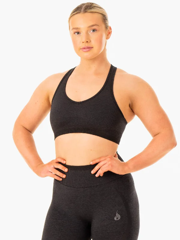 The Best Yoga Clothing At The Best Prices Excel Seamless Sports Bra - Black Marl