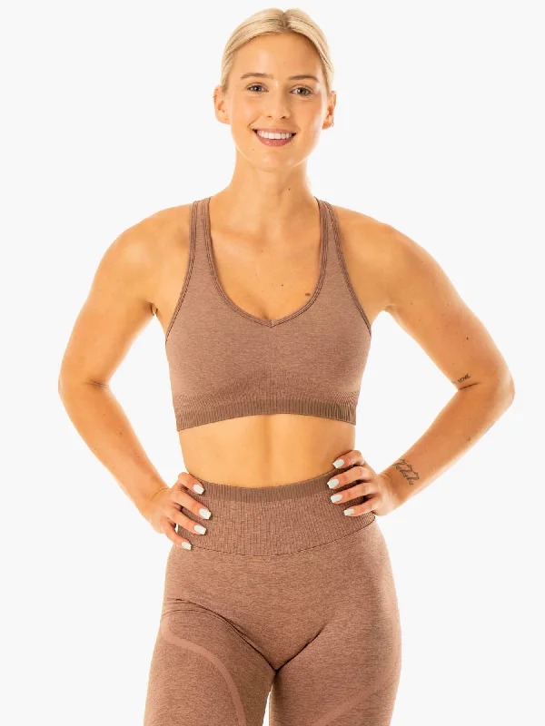 Flexibility Meets Affordability In Our Yoga Wear Sale Excel Seamless Sports Bra - Mocha Marl