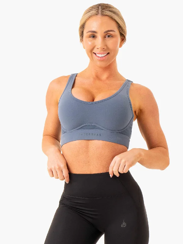 Premium Yoga Wear At Special Discounts Heighten High Impact Sports Bra - Steel Blue