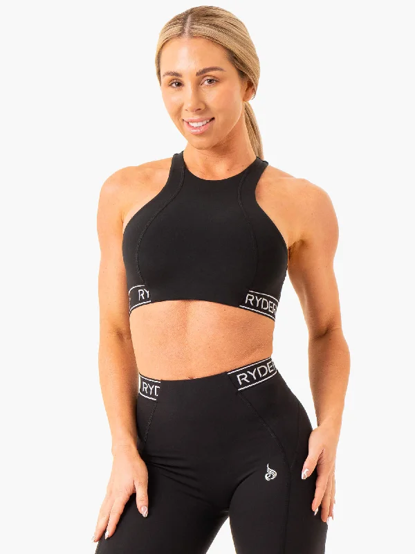 Flow Into Savings With Trendy Yoga Apparel Level Up High Impact Sports Bra - Black