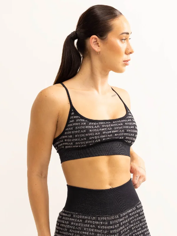 The Perfect Fit At The Perfect Price Logo Lux Seamless Sports Bra - Black