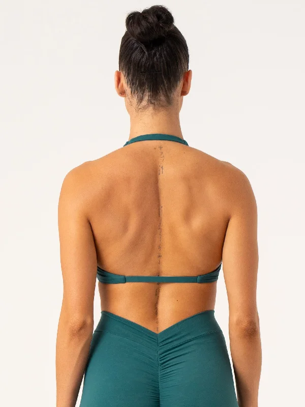 The Yoga Wear Sale You’Ve Been Waiting For NKD Stonewash Halter Sports Bra - Emerald Stonewash