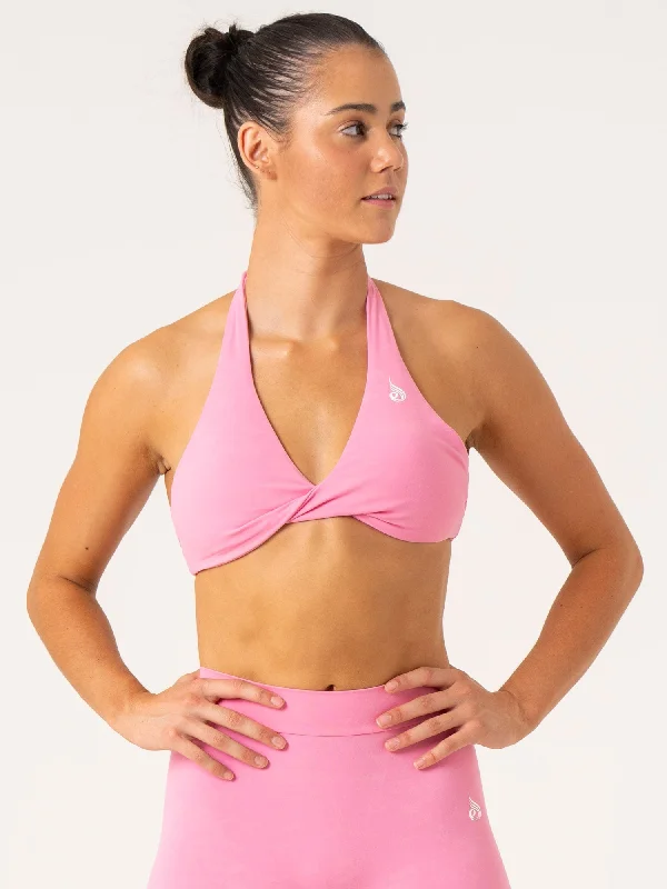 Enhance Your Flow With Stylish Yoga Wear At Great Prices NKD Stonewash Halter Sports Bra - Pink Stonewash