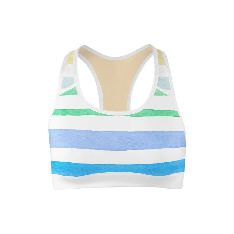 Your Yoga Essentials, Now At Lower Prices Rainbow Stripes Sports Bra