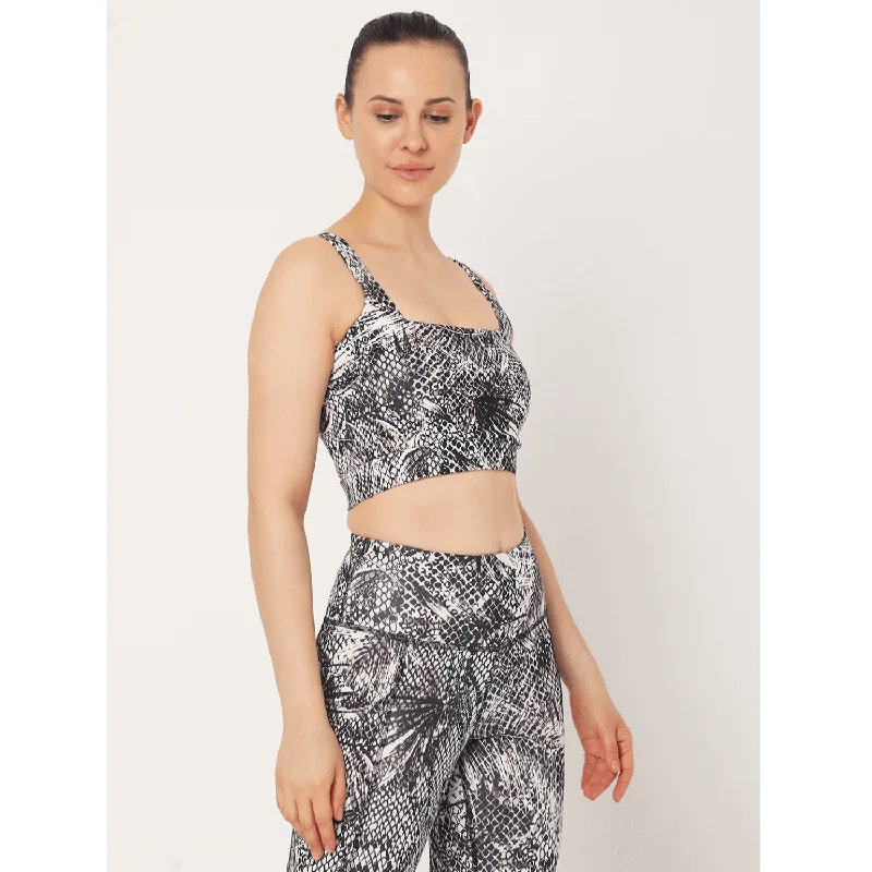 Stretch Your Limits, Not Your Wallet Square Neck Sports Bra Tropical Animal