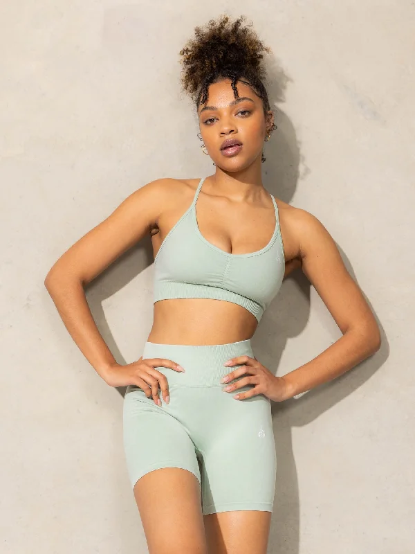 Find Your Perfect Fit With Discounted Yoga Outfits Stonewash Seamless Sports Bra - Mint Stonewash