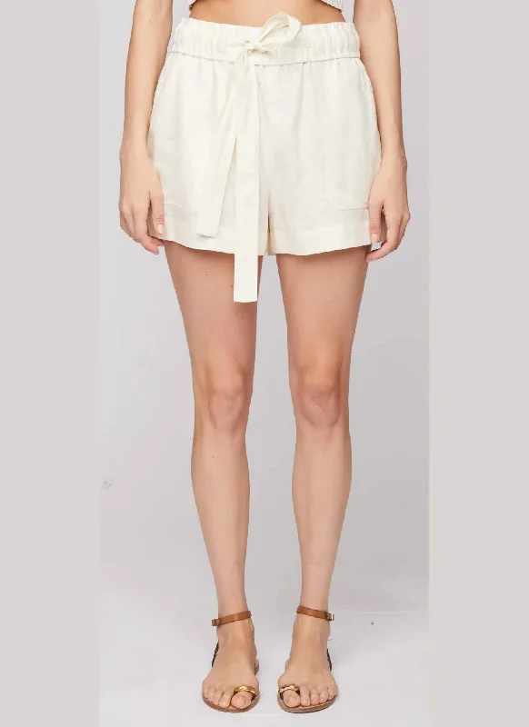 Enhance Your Flow With Stylish Yoga Wear At Great Prices Barrett Tie Waist Linen Shorts In Natural