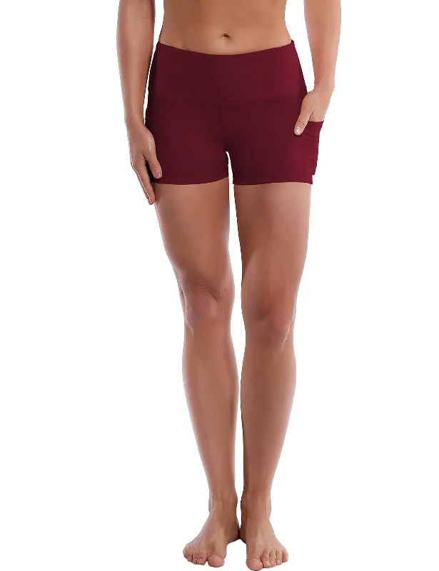 Lightweight, Breathable Yoga Wear At Special Prices 2.5" Side Pockets Yoga Shorts cherryred