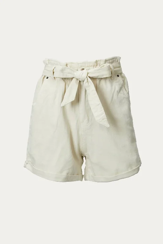 Affordable Yoga Fashion For Every Pose High-Rise Peplum Cotton-Twill Short In Ivory