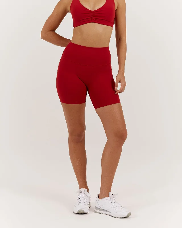 Affordable Yoga Fashion For Every Pose LUXE BIKER SHORTS V2 - CHERRY