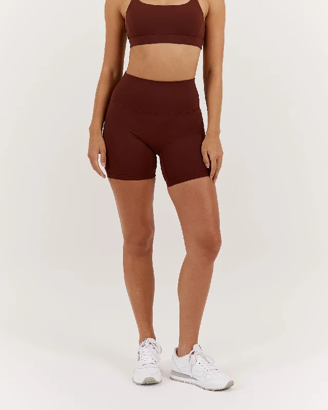 Enhance Your Flow With Stylish Yoga Wear At Great Prices LUXE BIKER SHORTS V2 - CHOCOLATE