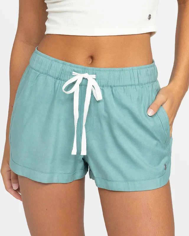 Trendy Yoga Outfits At Budget-Friendly Prices New Impossible Love Elastic Waist Shorts - Mineral Blue