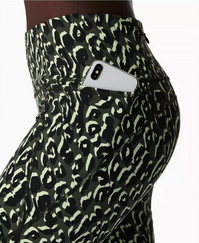The Best Yoga Wear At The Best Prices Power 9" Biker Shorts In Green Leopard  Print