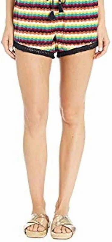 Yoga Wear At Unbeatable Prices Ric Rac Striped Cotton Velour Shorts In Multi