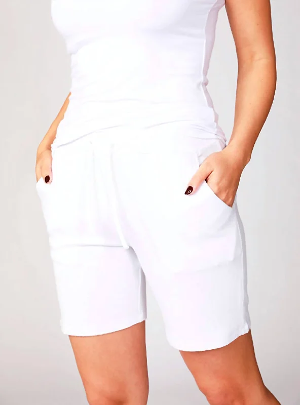 The Best Styles At The Best Prices Tie Wiast Short In White