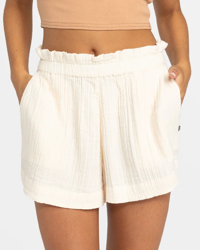 Flow Into Savings With Trendy Yoga Apparel What A Vibe Beach Shorts - Parchment